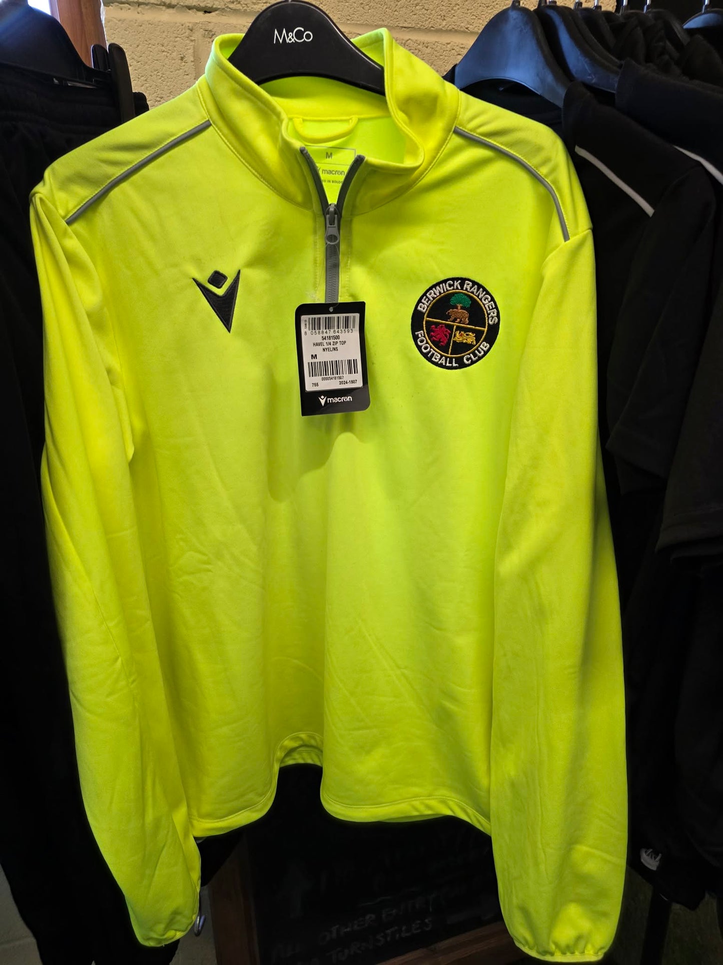 BRFC ADULTS Macron Havel 1/4 Zip NEON YELLOW